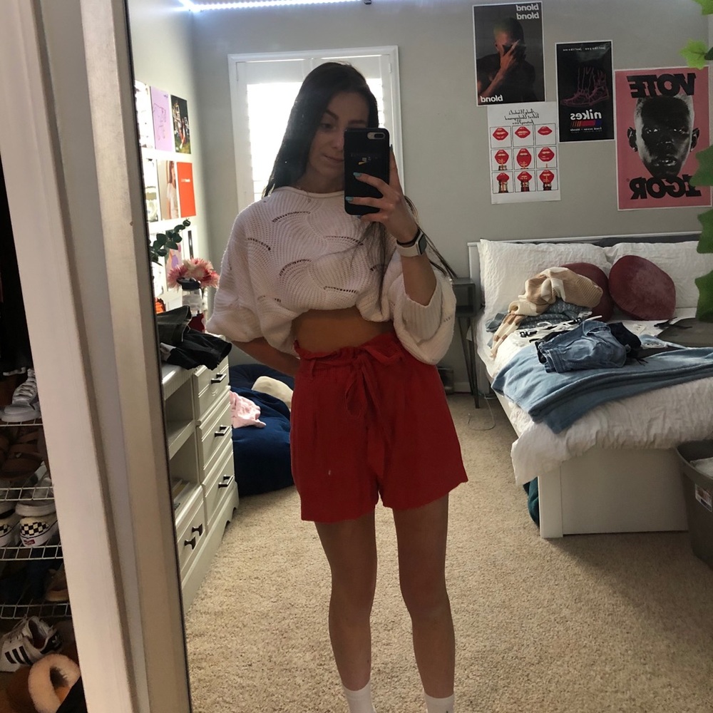 American Eagle Pink Paperbag Shorts.